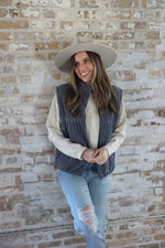 Load image into Gallery viewer, Cora Corduroy Puff Vest &gt;&gt; Charcoal
