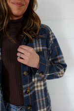 Load image into Gallery viewer, Nelly Navy Plaid Shacket
